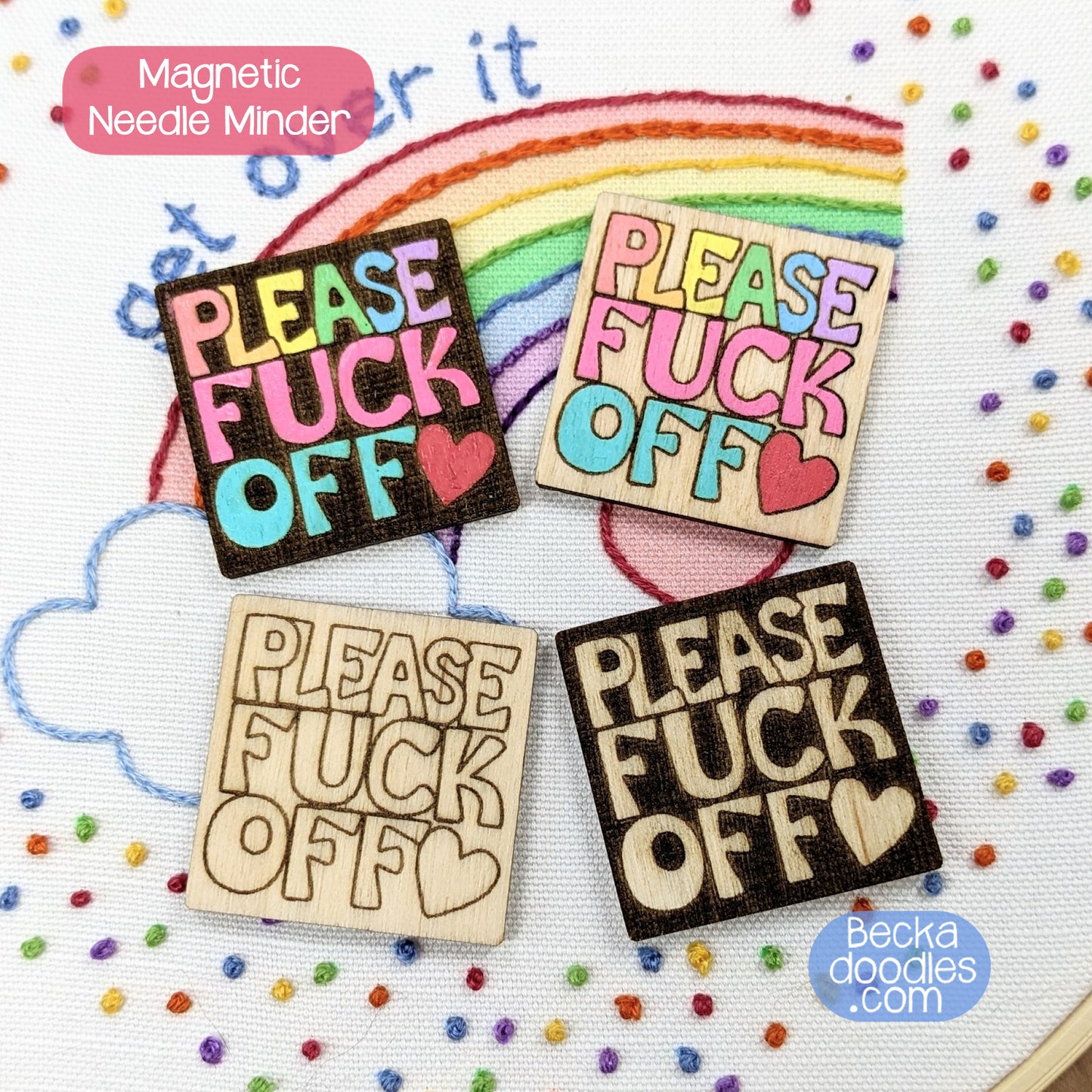 Please F Off Wood Needle Minder