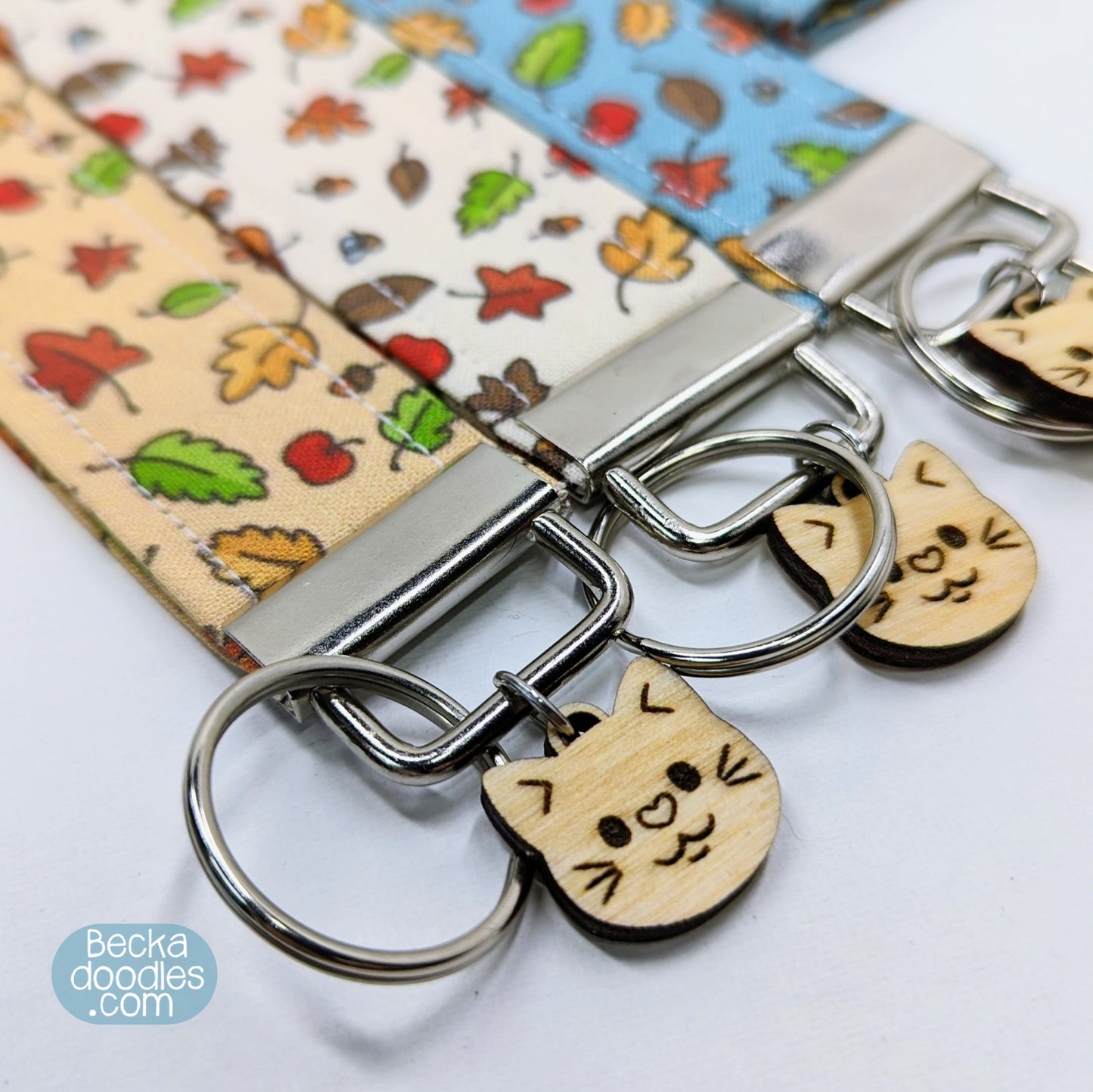 Autumn Leaves Fabric Wristlet Keychain