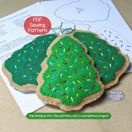 Christmas Tree Cookie Felt Sewing Pattern