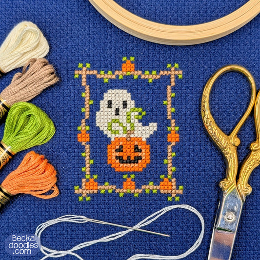 Ghost Pumpkin Patch Cross Stitch Pattern