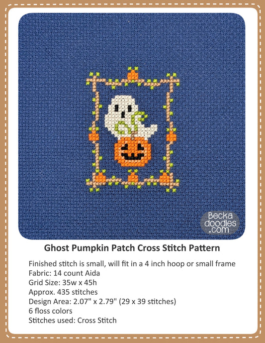 Ghost Pumpkin Patch Cross Stitch Pattern