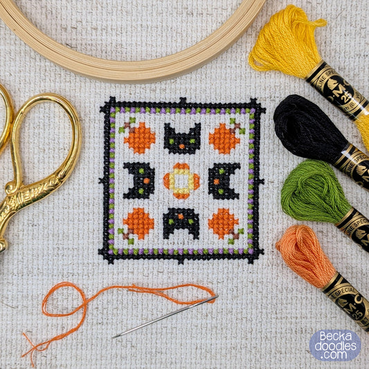 Halloween Cat Cross Stitch Pattern