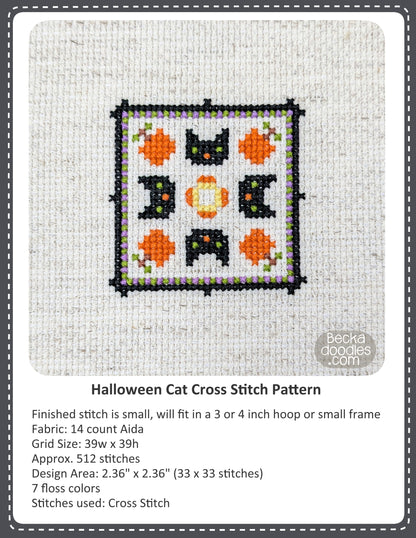 Halloween Cat Cross Stitch Pattern