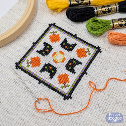 Halloween Cat Cross Stitch Pattern