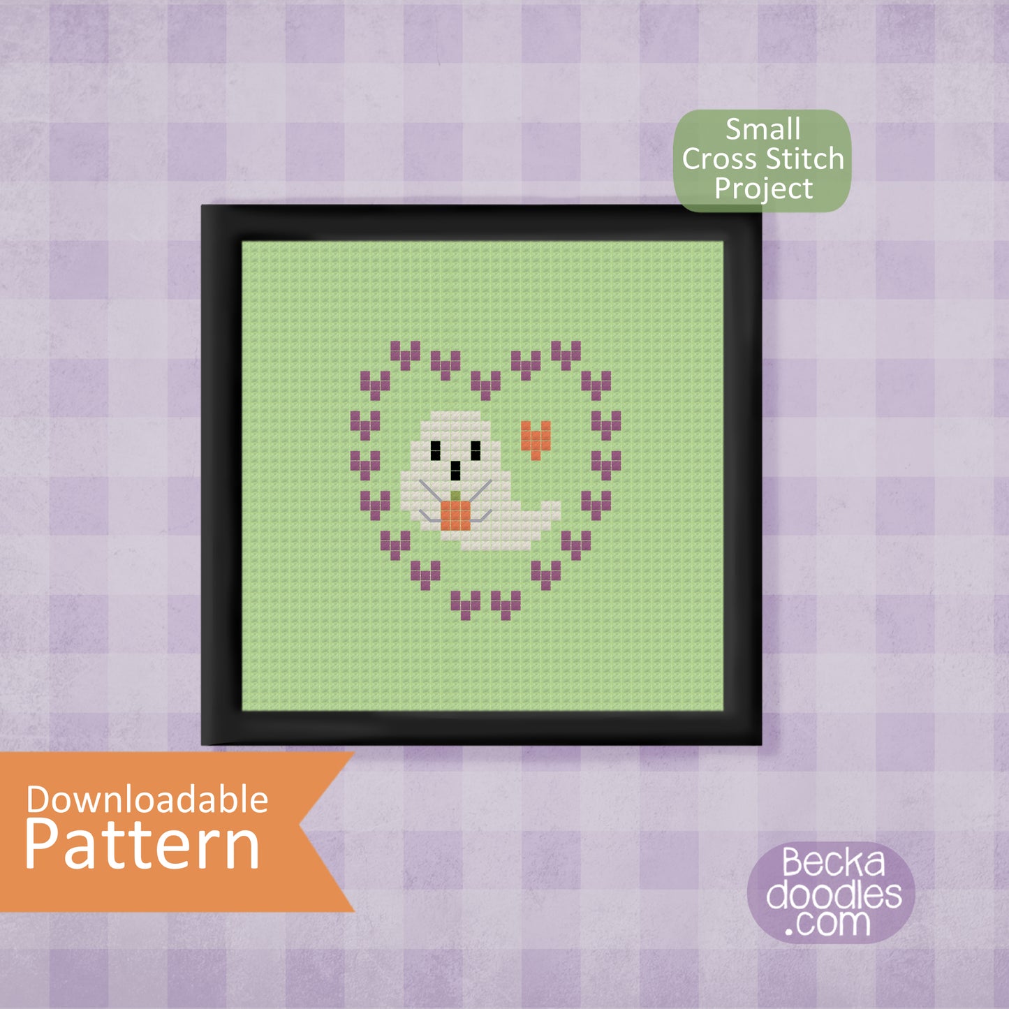 Ghost Heart Halloween Cross Stitch Pattern