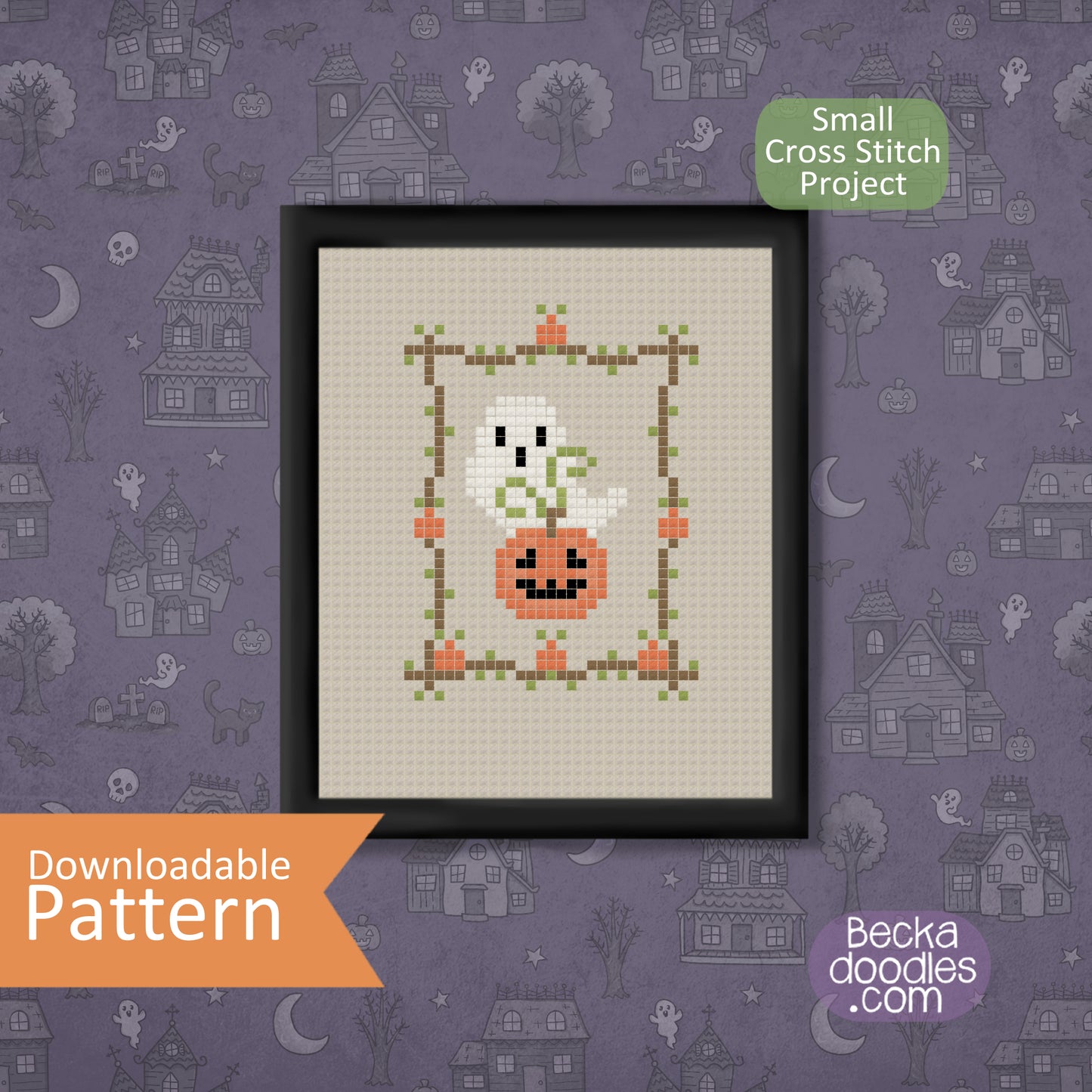 Ghost Pumpkin Patch Cross Stitch Pattern