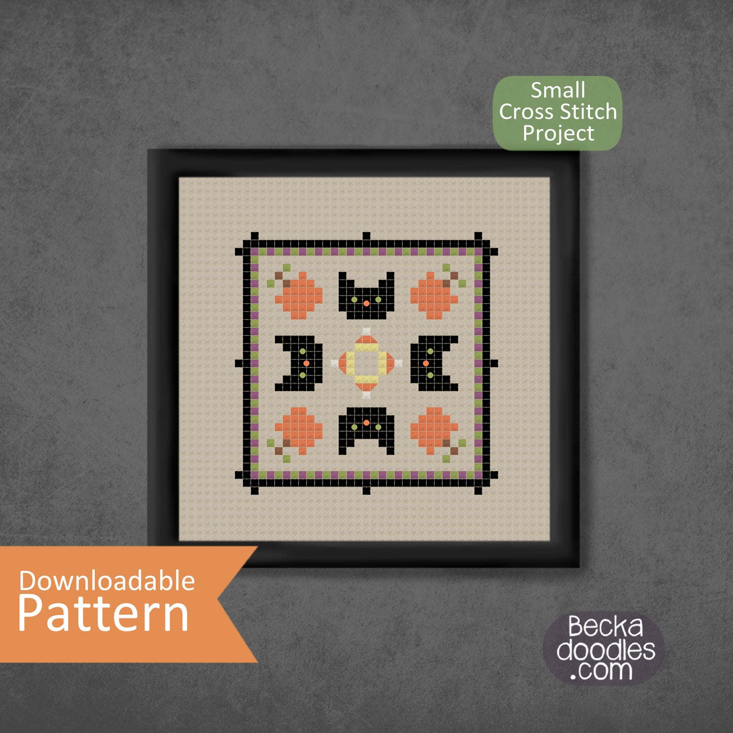 Halloween Cat Cross Stitch Pattern