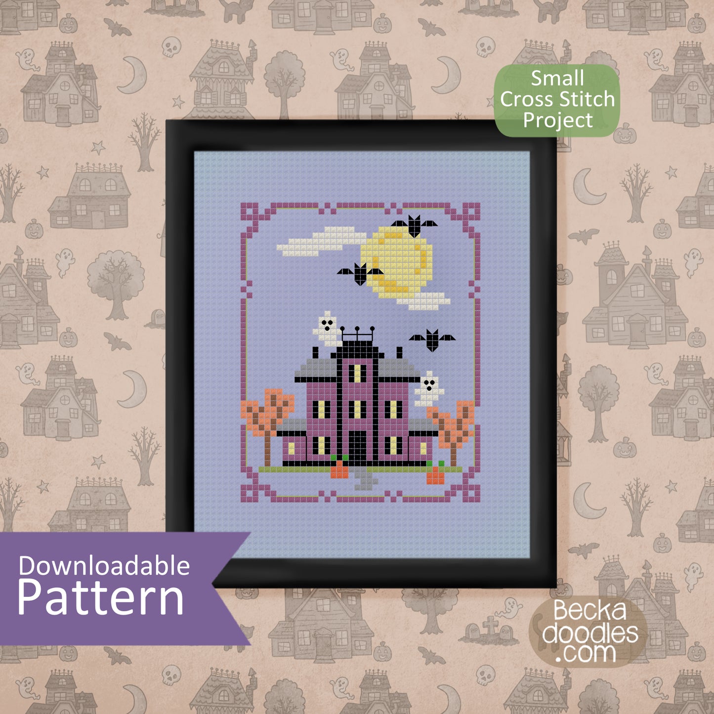 Mini Haunted Mansion Cross Stitch Pattern
