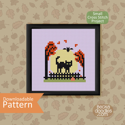 Spooky Cat Cross Stitch Pattern