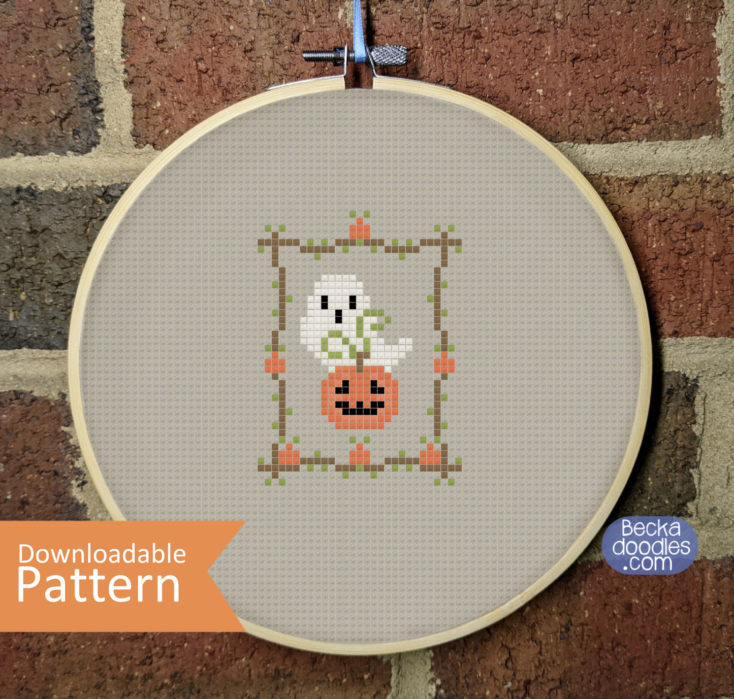 Ghost Pumpkin Patch Cross Stitch Pattern