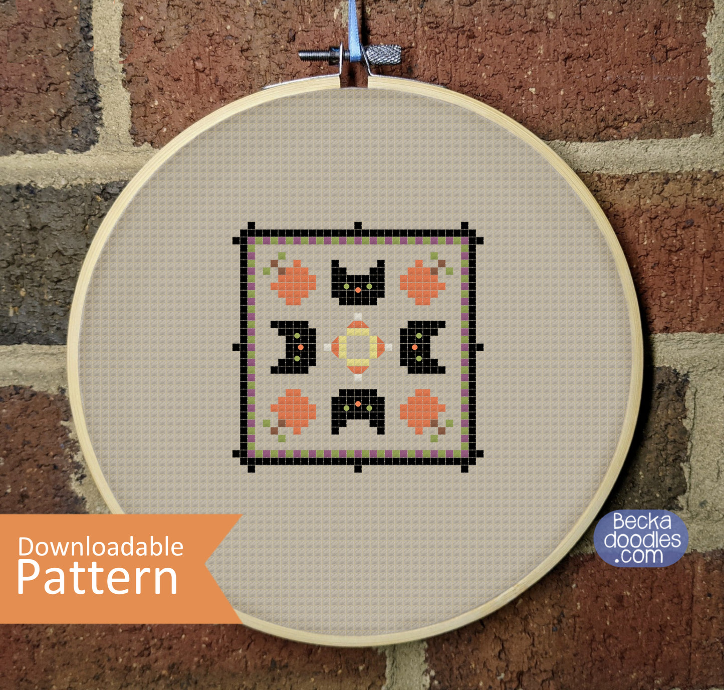 Halloween Cat Cross Stitch Pattern