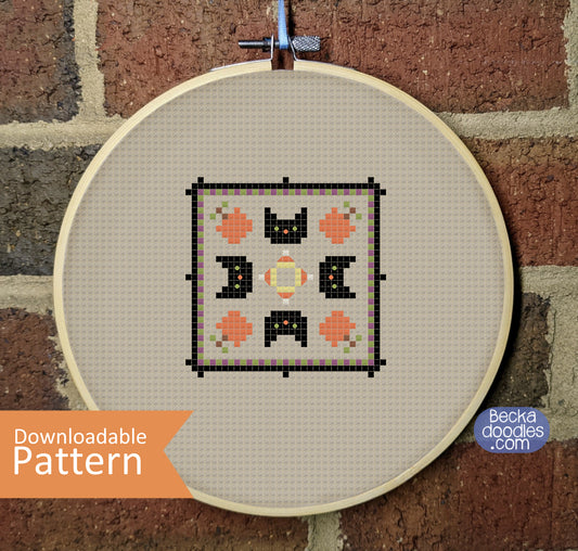 Halloween Cat Cross Stitch Pattern