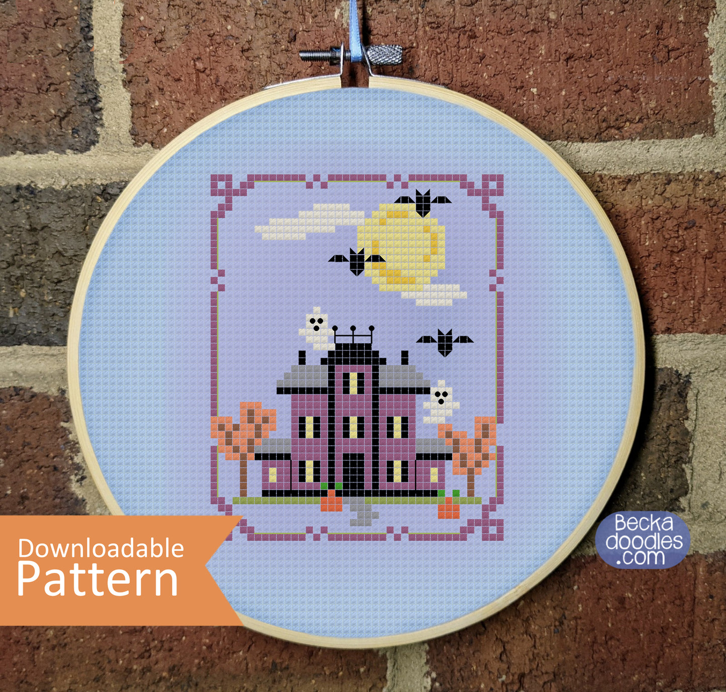 Mini Haunted Mansion Cross Stitch Pattern