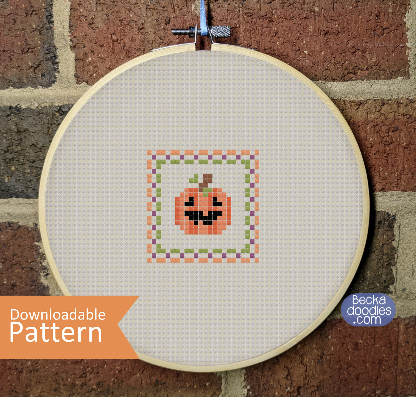 Pumpkin Square Cross Stitch Pattern