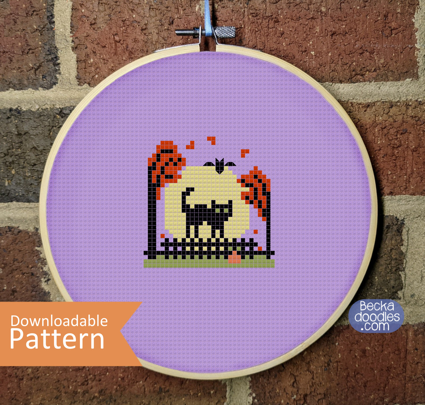Spooky Cat Cross Stitch Pattern
