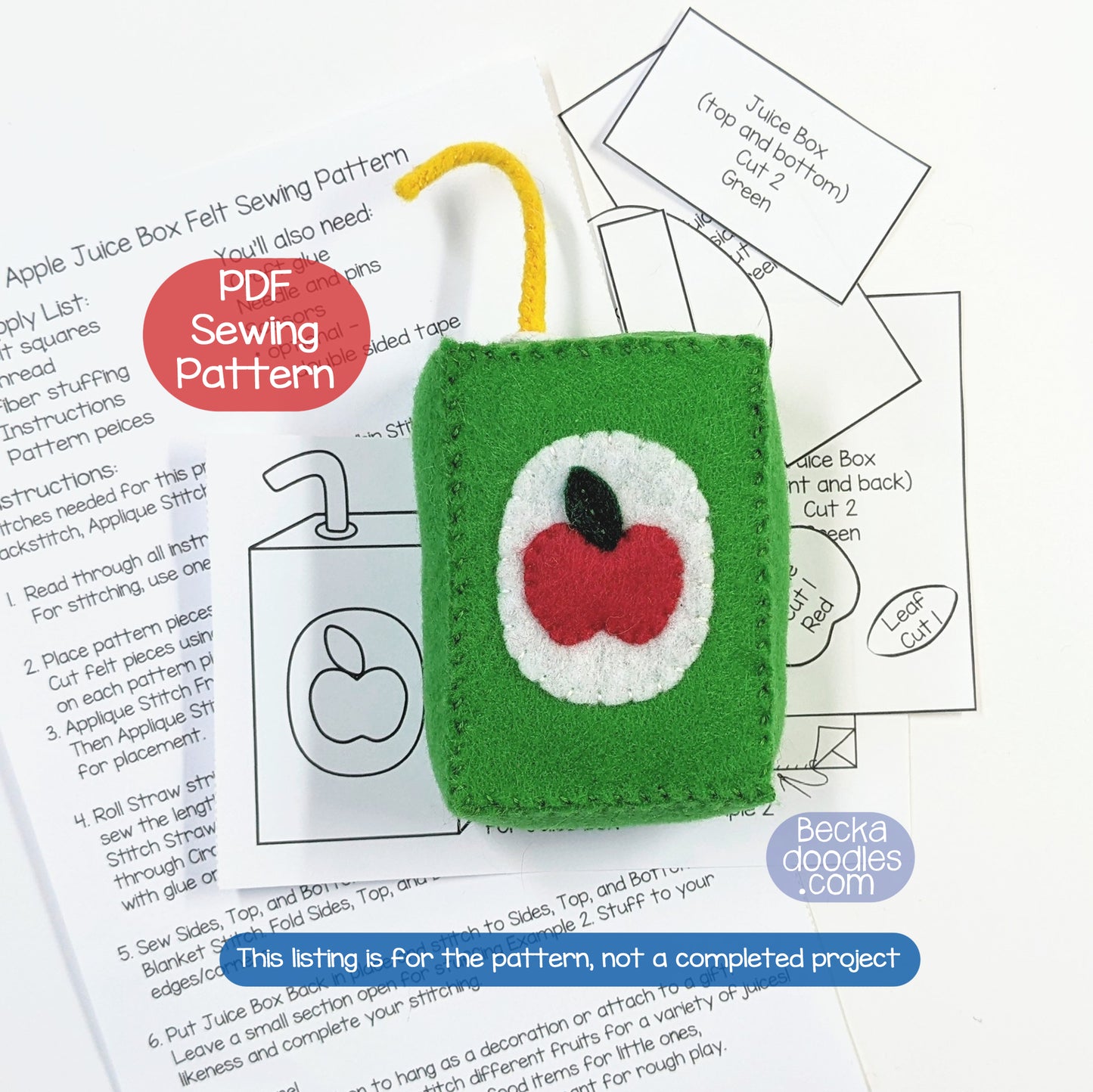 Juice Box Felt Sewing Pattern