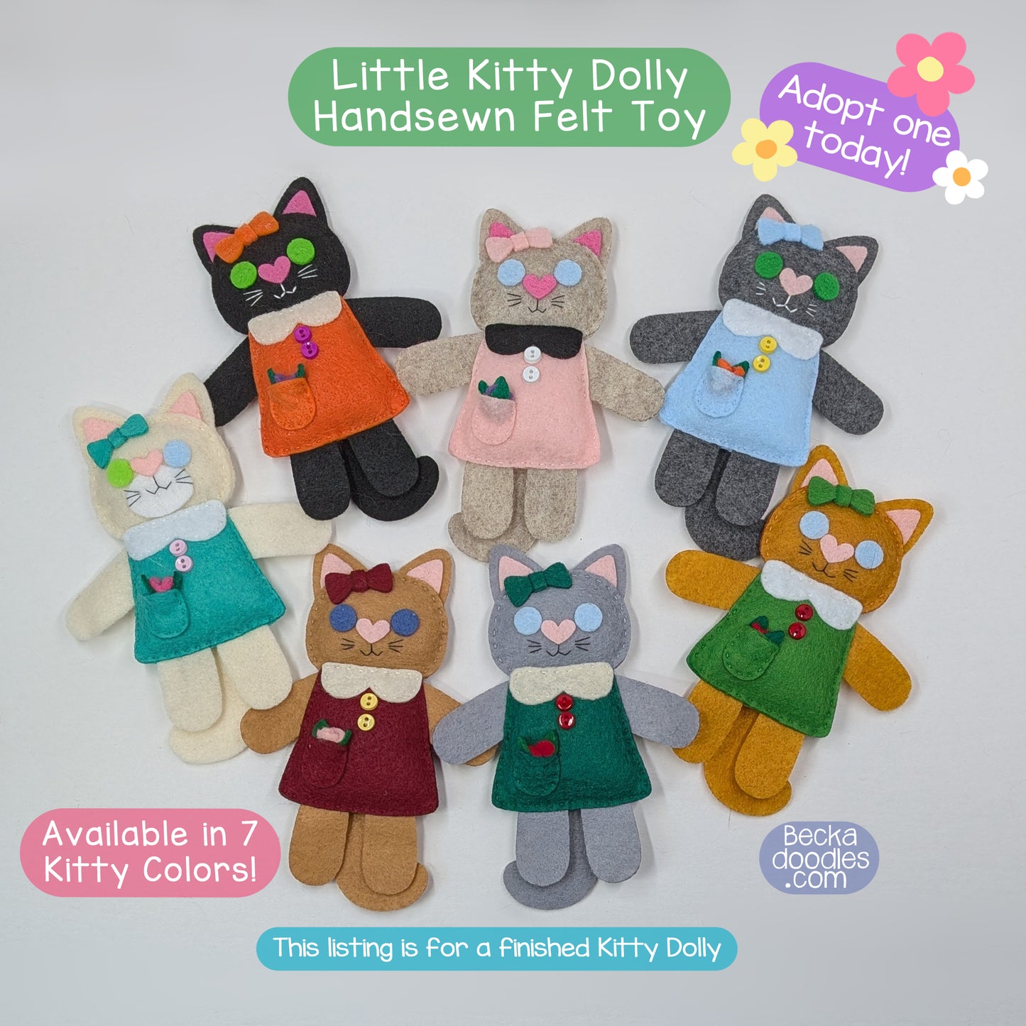 Brown Little Kitty Dolly Felt Plush Toy