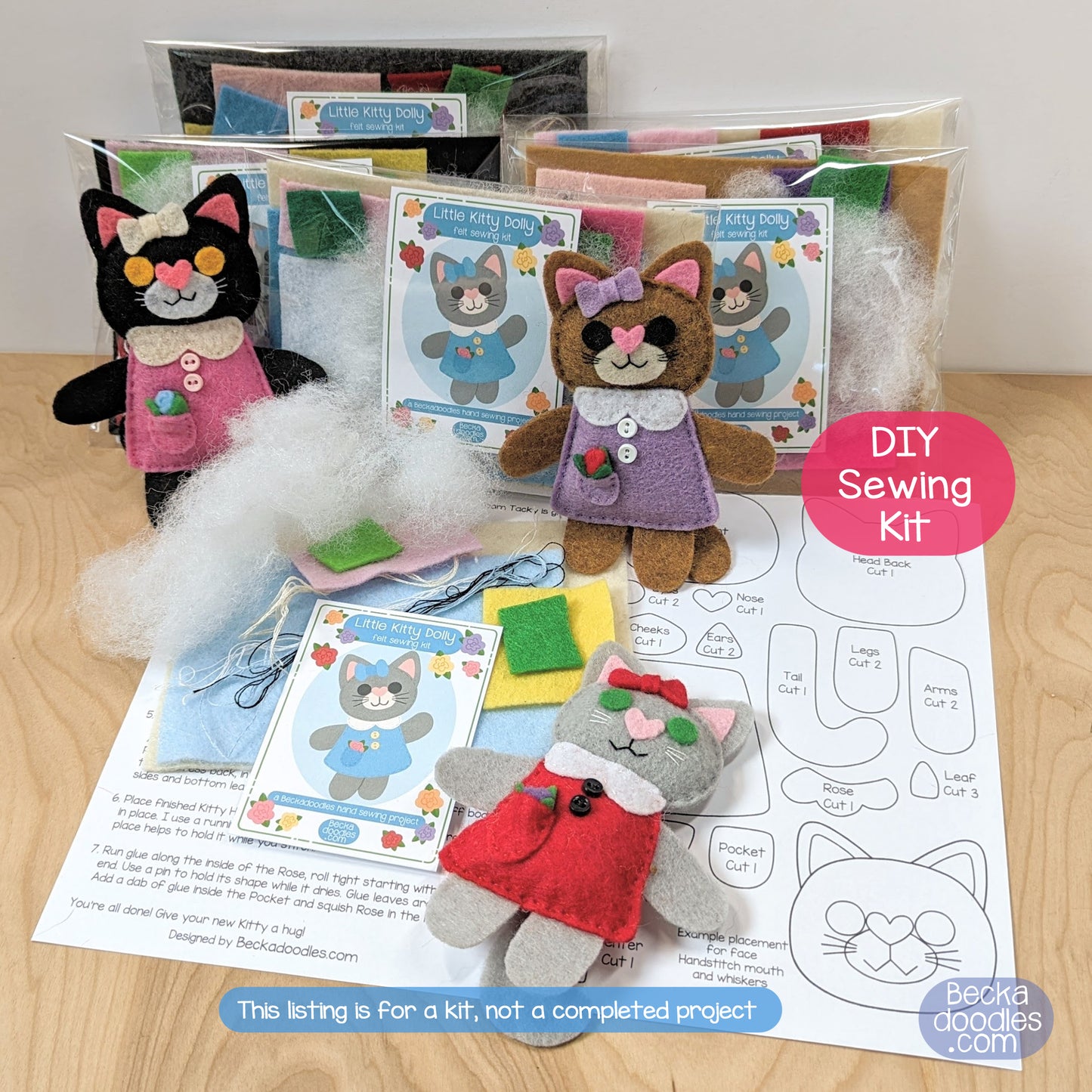 Little Kitty Dolly Felt Sewing Kit