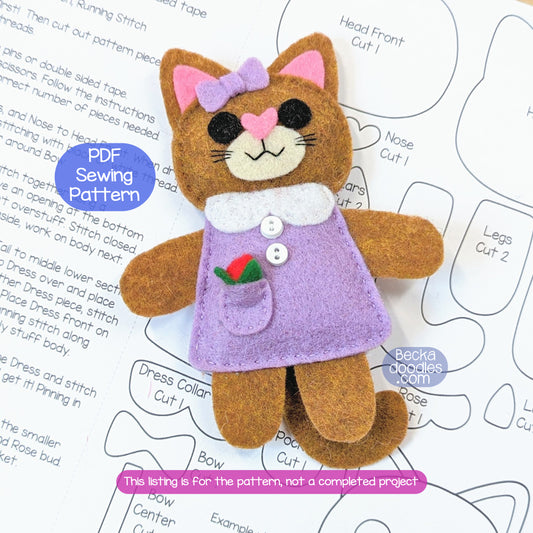 Little Kitty Dolly Felt Sewing Pattern