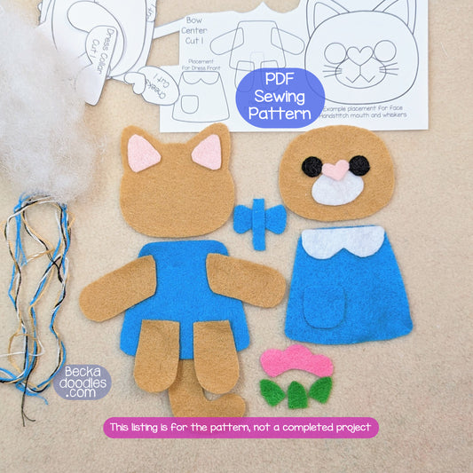 Little Kitty Dolly Felt Sewing Pattern