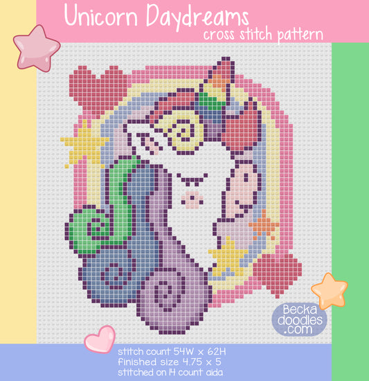 Unicorn Daydreams Cross Stitch Pattern