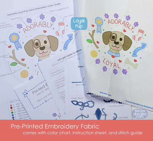 Loyal Pup Pre-Printed Embroidery Fabric Panel