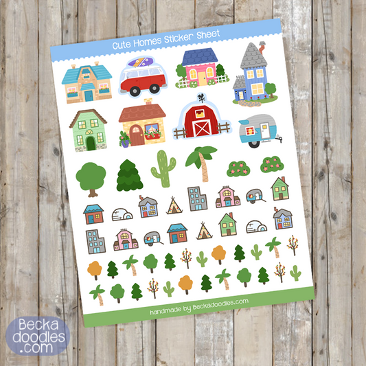 Cute Homes Sticker Sheet
