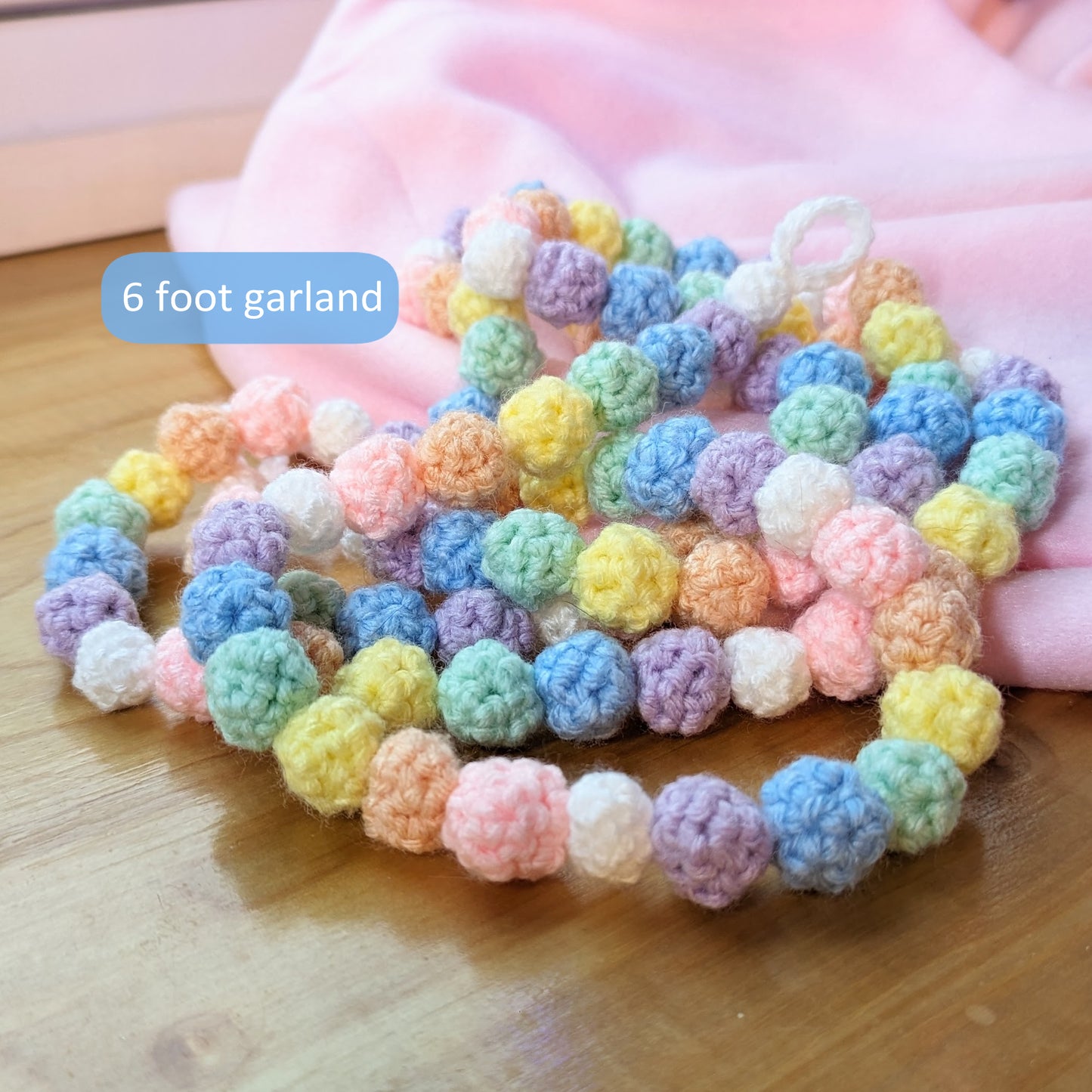 Pastel Rainbow Crocheted Garland