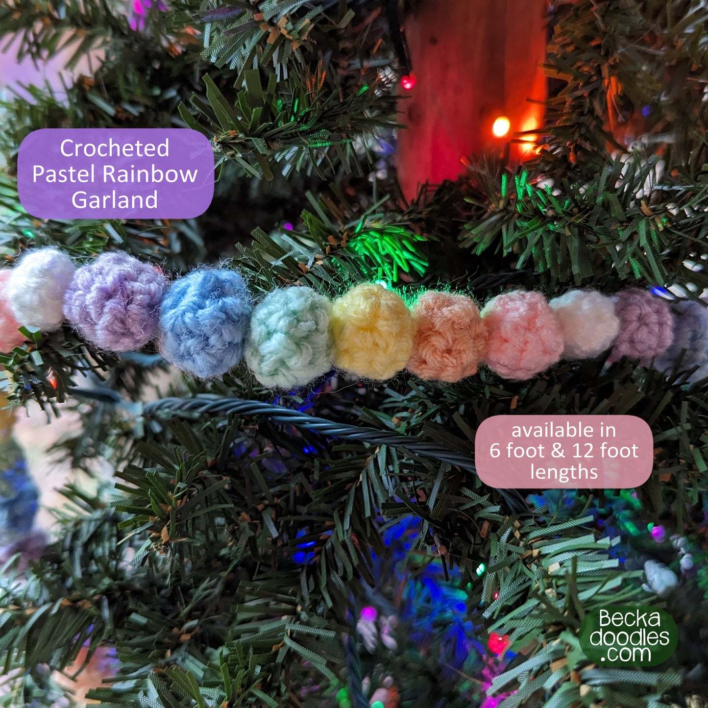 Pastel Rainbow Crocheted Garland