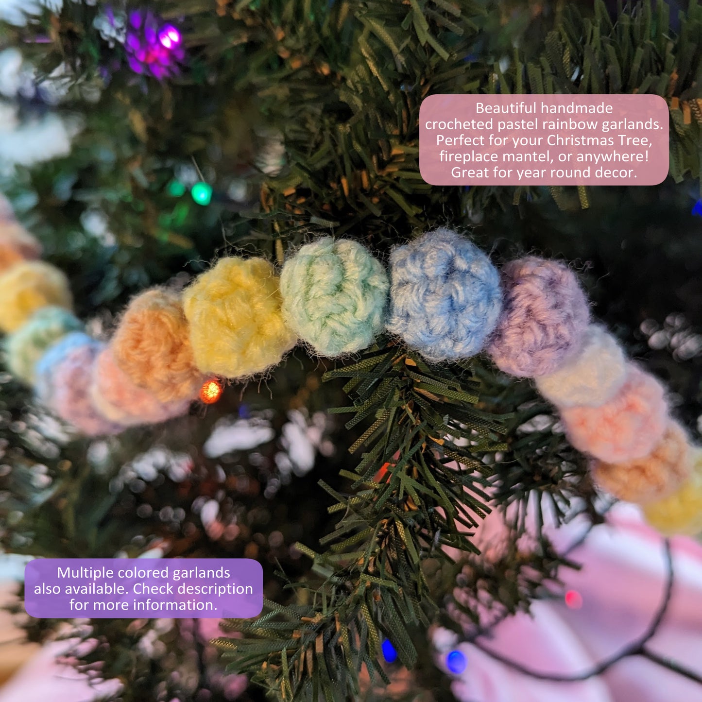 Pastel Rainbow Crocheted Garland