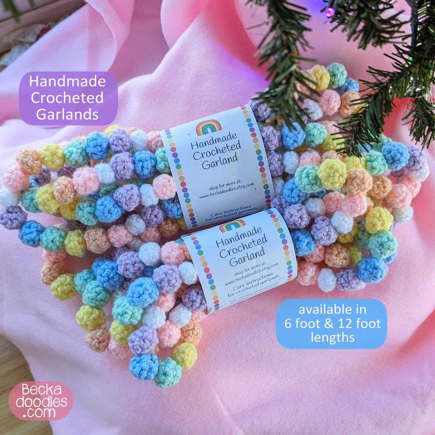 Pastel Rainbow Crocheted Garland
