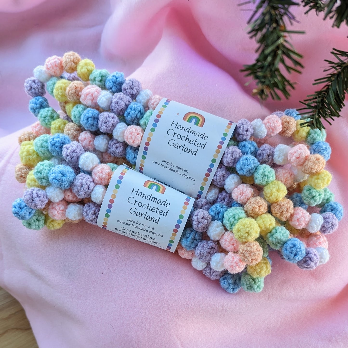 Pastel Rainbow Crocheted Garland