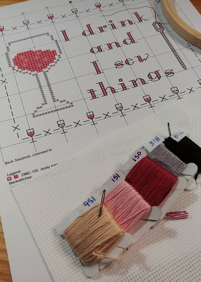 I Drink and I Sew Things Cross Stitch Pattern