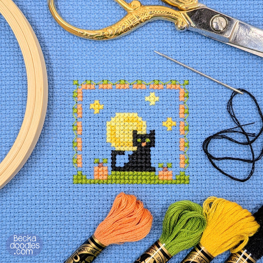 Pumpkin Patch Kitty Cross Stitch Pattern