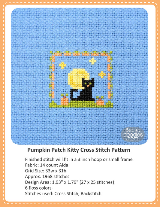 Pumpkin Patch Kitty Cross Stitch Pattern