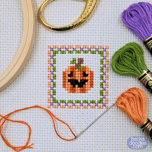 Pumpkin Square Cross Stitch Pattern