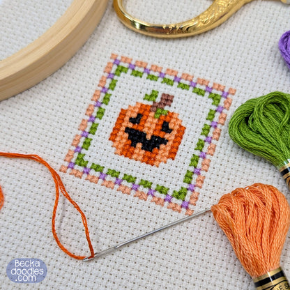 Pumpkin Square Cross Stitch Pattern