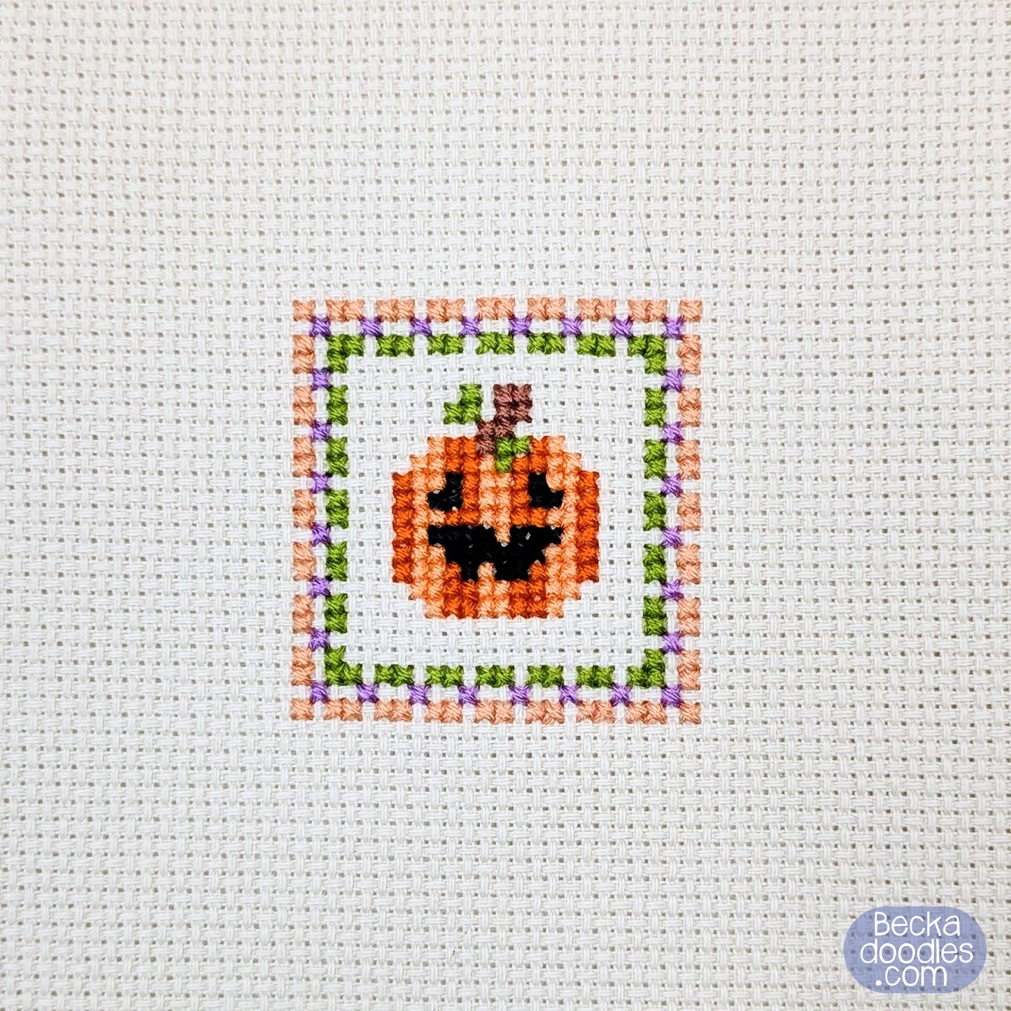 Pumpkin Square Cross Stitch Pattern