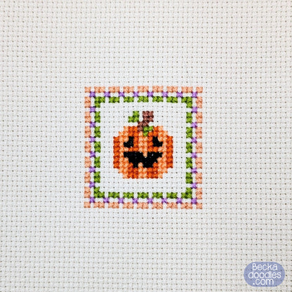 Pumpkin Square Cross Stitch Pattern