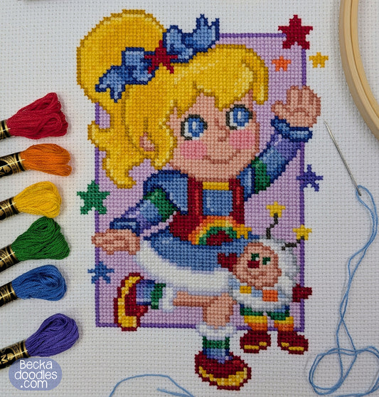 Rainbow Girl Cross Stitch Pattern