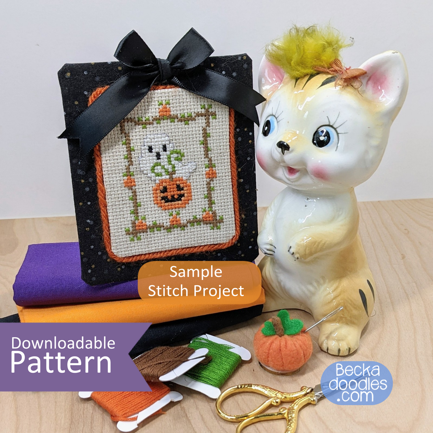Ghost Pumpkin Patch Cross Stitch Pattern