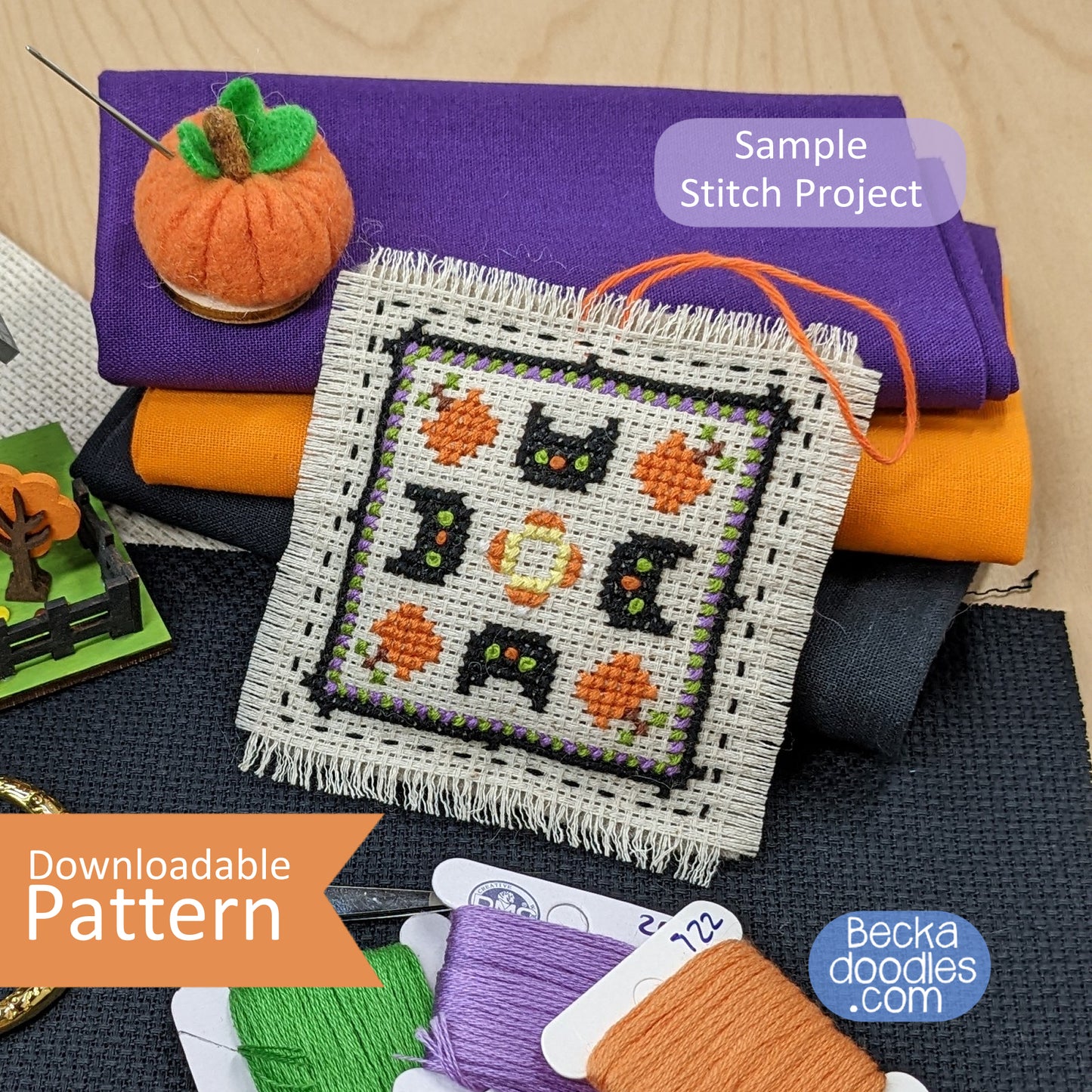 Halloween Cat Cross Stitch Pattern