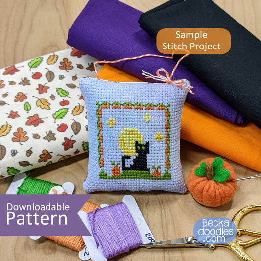 Pumpkin Patch Kitty Cross Stitch Pattern