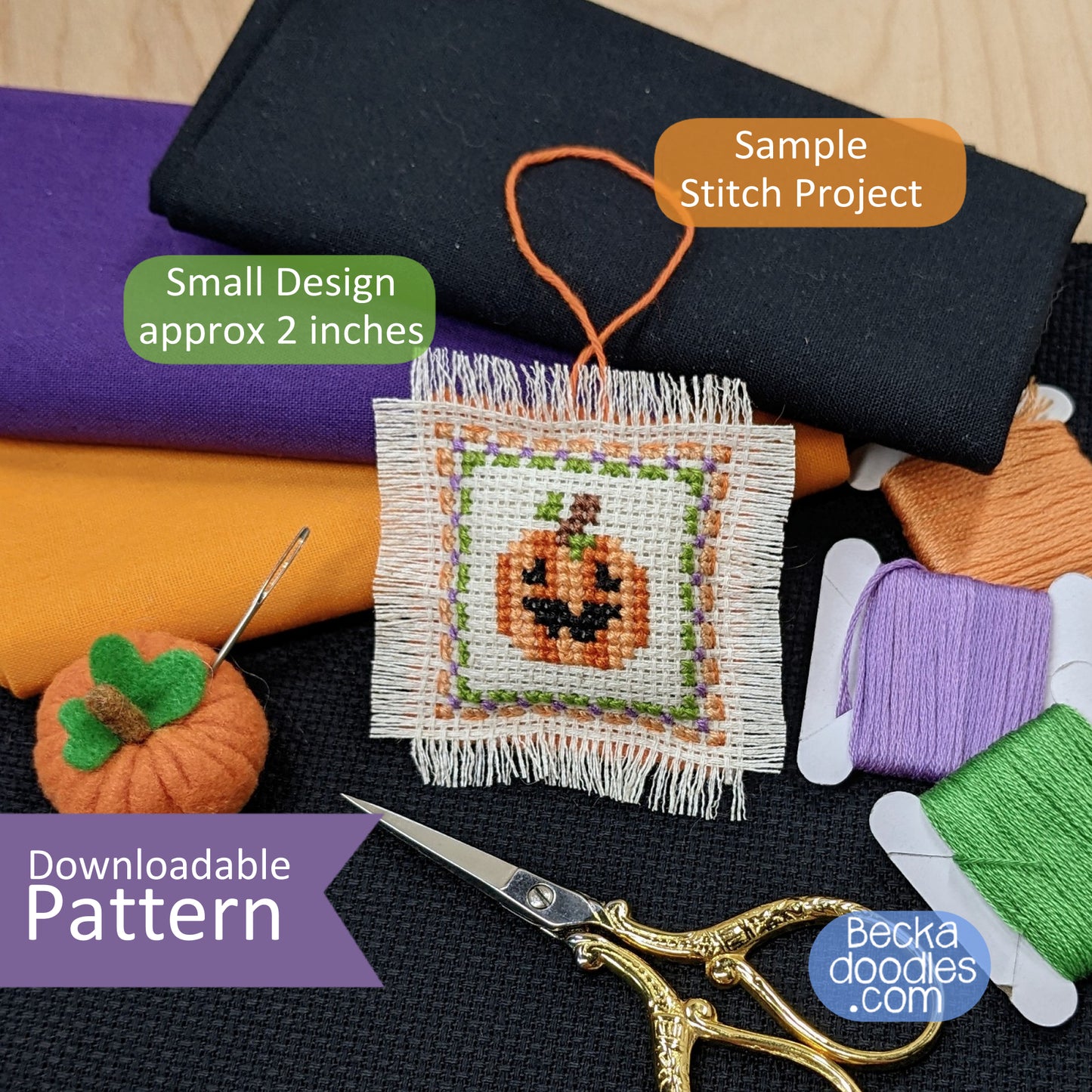 Pumpkin Square Cross Stitch Pattern
