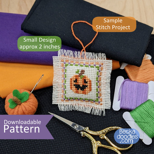 Pumpkin Square Cross Stitch Pattern