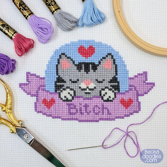 Sassy Cat Cross Stitch Pattern