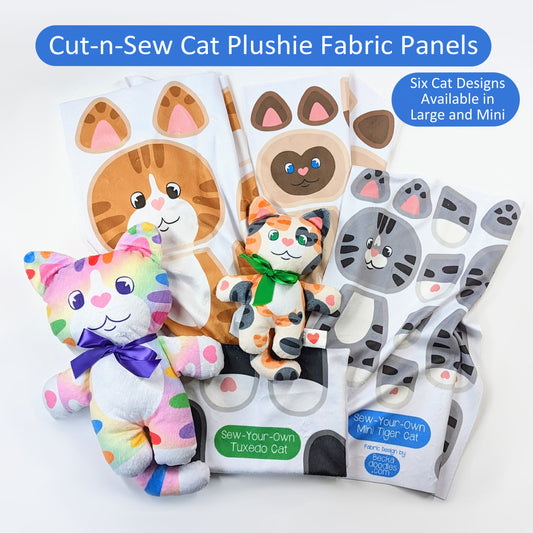 Cat Plushie Fabric Panel: Cut and Sew Cats