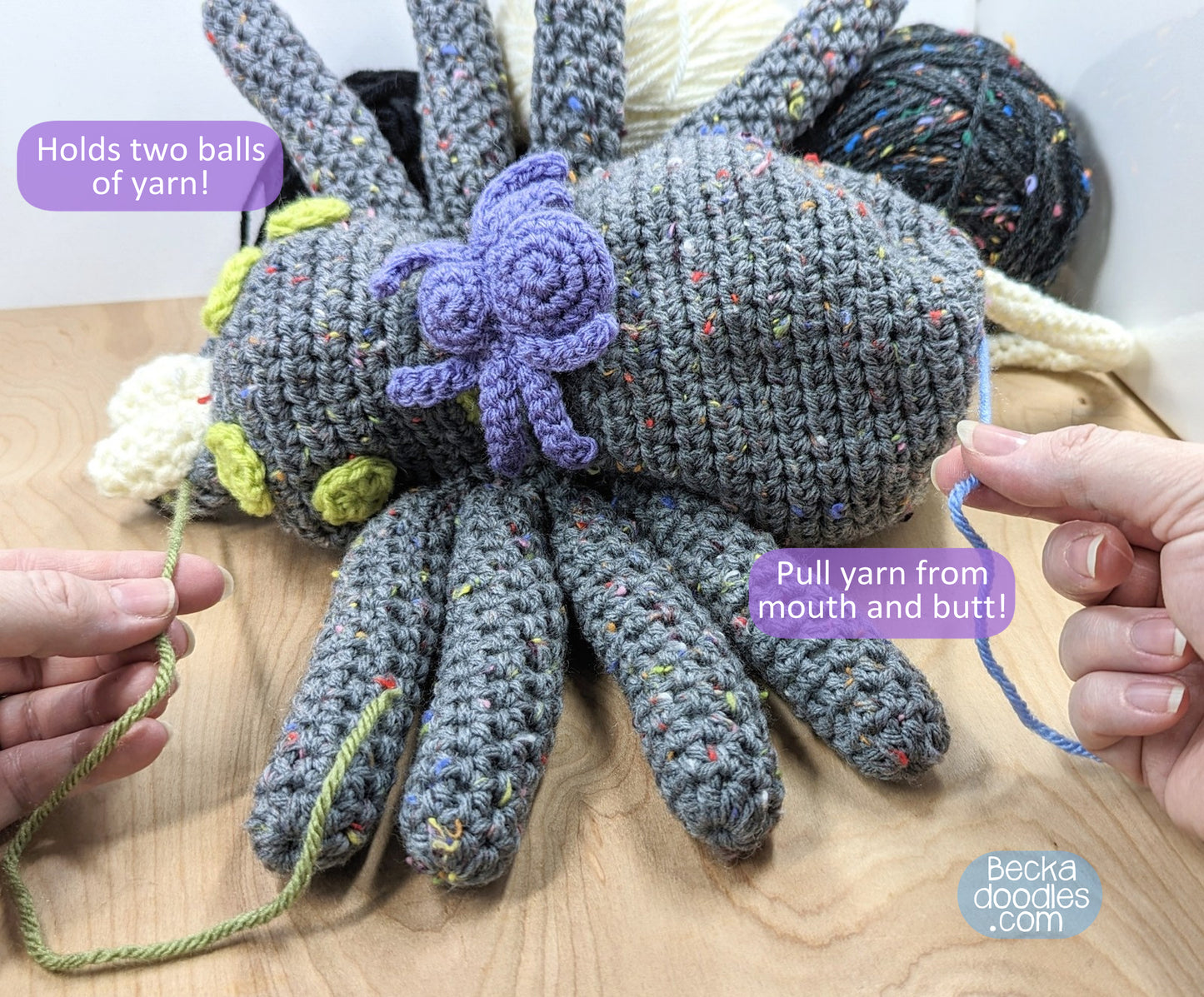 Crochet Spider Yarn Bag Pattern