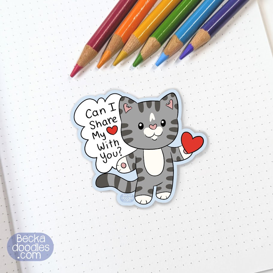Share My Heart Cat Sticker
