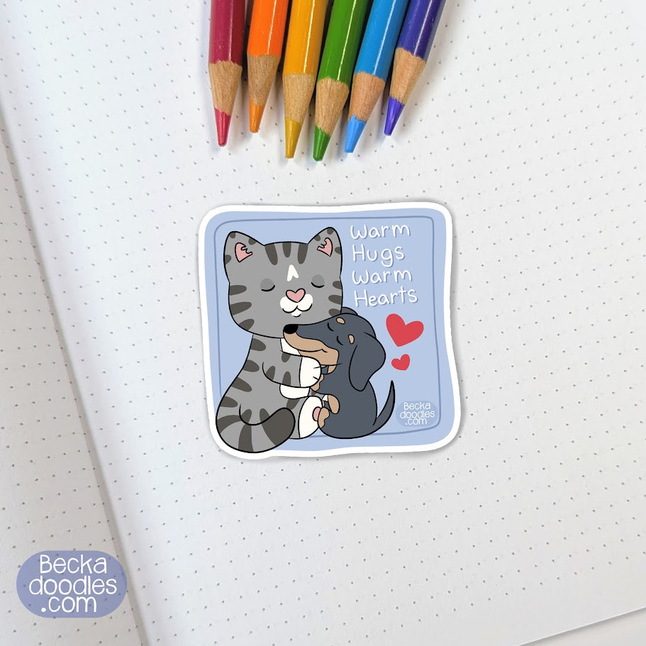 Warm Hugs Cat Sticker